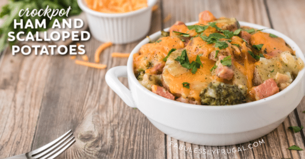 Crockpot scalloped potatoes and ham dinner