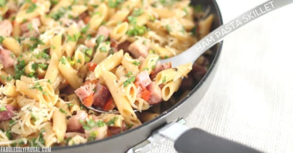 Easy ham and pasta quick dinner recipe