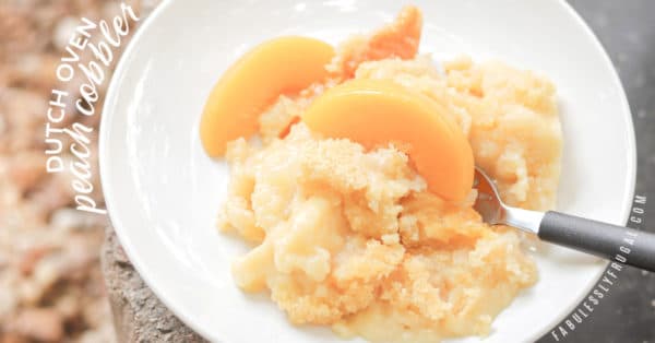 Dutch oven peach cobbler
