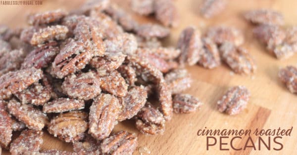 Cinnamon sugar pecans on a cutting board