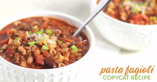 Copycat pasta fagioli in bowl