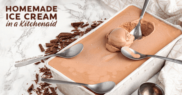 Tub of kitchenaid ice cream with spoons in it