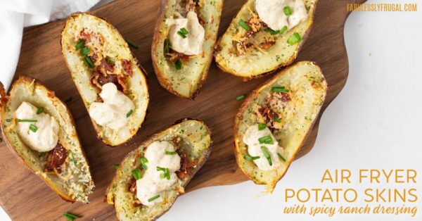 air fryer potato skins with spicy ranch dressing
