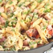 Easy ham and pasta quick dinner recipe