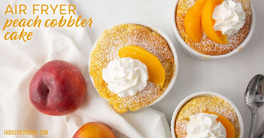 air fryer peach cobbler cake