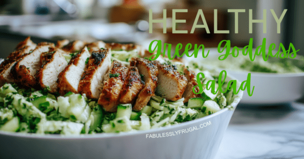 green goddess salad with chicken in a bowl