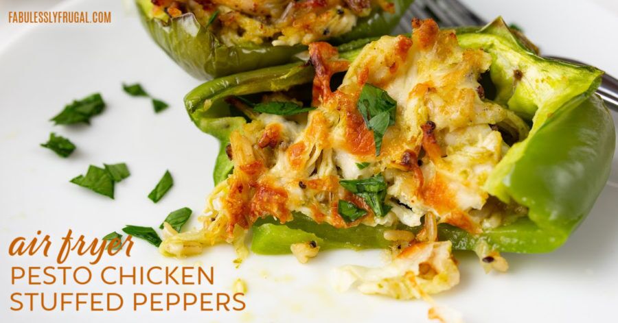 pesto chicken stuffed peppers in the air fryer