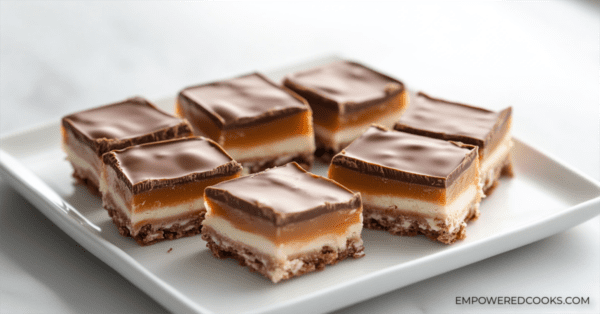 Snicker's Fudge on a serving plate