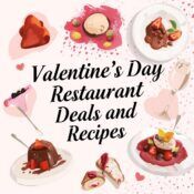 text Valentine's Day Restaurant Deals and Recipes on valentine's day background